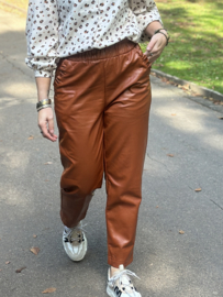 Leather Look Pants  Cognac
