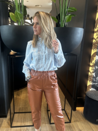 Leather Look Pants  Camel