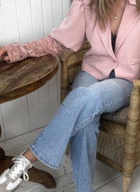 Blazer met kanten sleeve roze