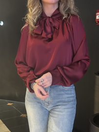 Satijnen Strik Blouse BORDEAUX