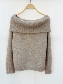 Off Shoulder Sweater Taupe