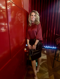 Leather Look Kokerrok Zwart