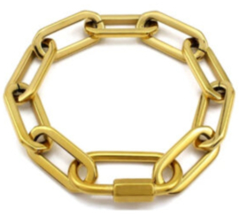 Gouden brede schakelarmband rvs