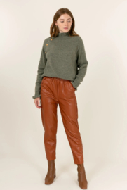 Leather Look Pants  Camel