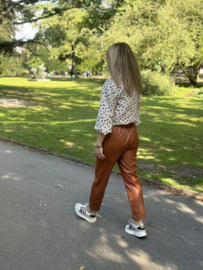 Leather Look Pants  Cognac