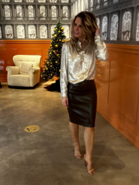 Leather Look Kokerrok Zwart