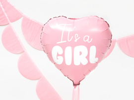 Folieballon roze hart (it's a girl)