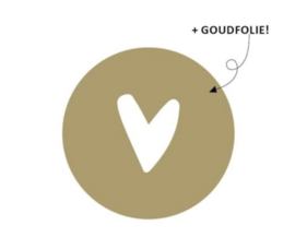 Sluitstickers  "goudfolie en hart"