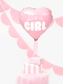Folieballon roze hart (it's a girl)