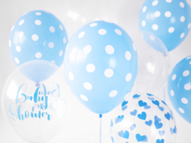 Doorzichtige ballonnen met blauwe hartjes (6st)