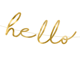 Banner "hello baby" goud