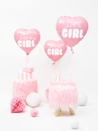 Folieballon roze hart (it's a girl)