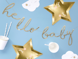 Banner "hello baby" goud