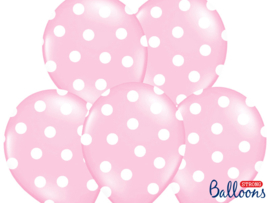 Roze-witte stippen ballonnen (6st)