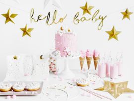 Banner "hello baby" goud