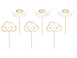 Cupcake toppers wolken en vleugels (6st)