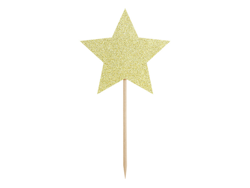 Cupcake toppers sterren glinsterend goud (6st)