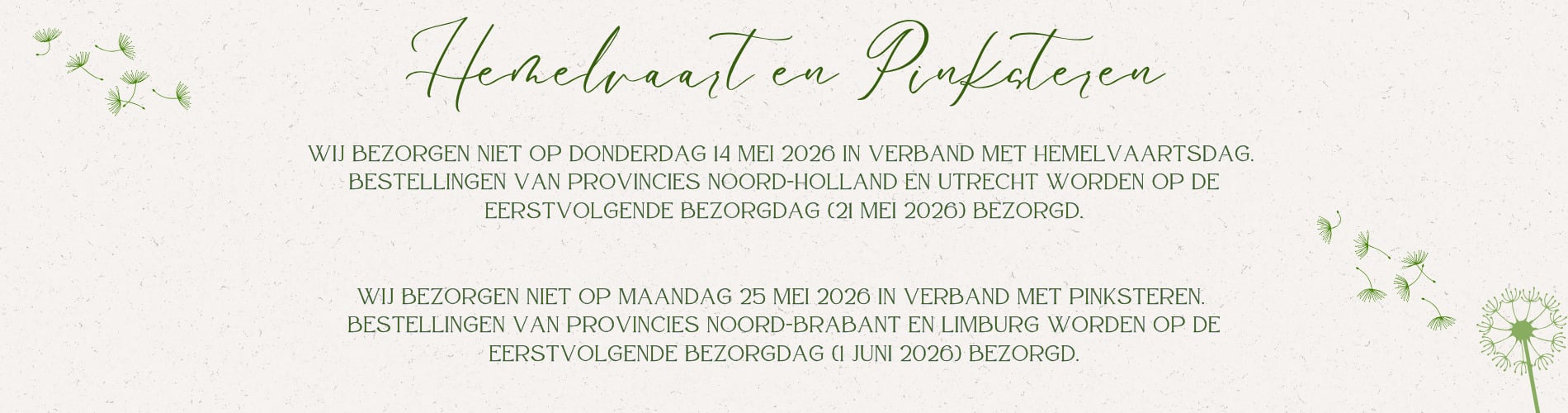 hemelvaart en pinksteren 2026