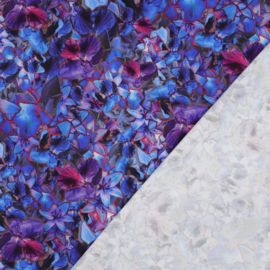 Viscose- Rosella-  bloemen kobalt