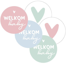 Sticker 40mm rond Welkom baby(5stuks)