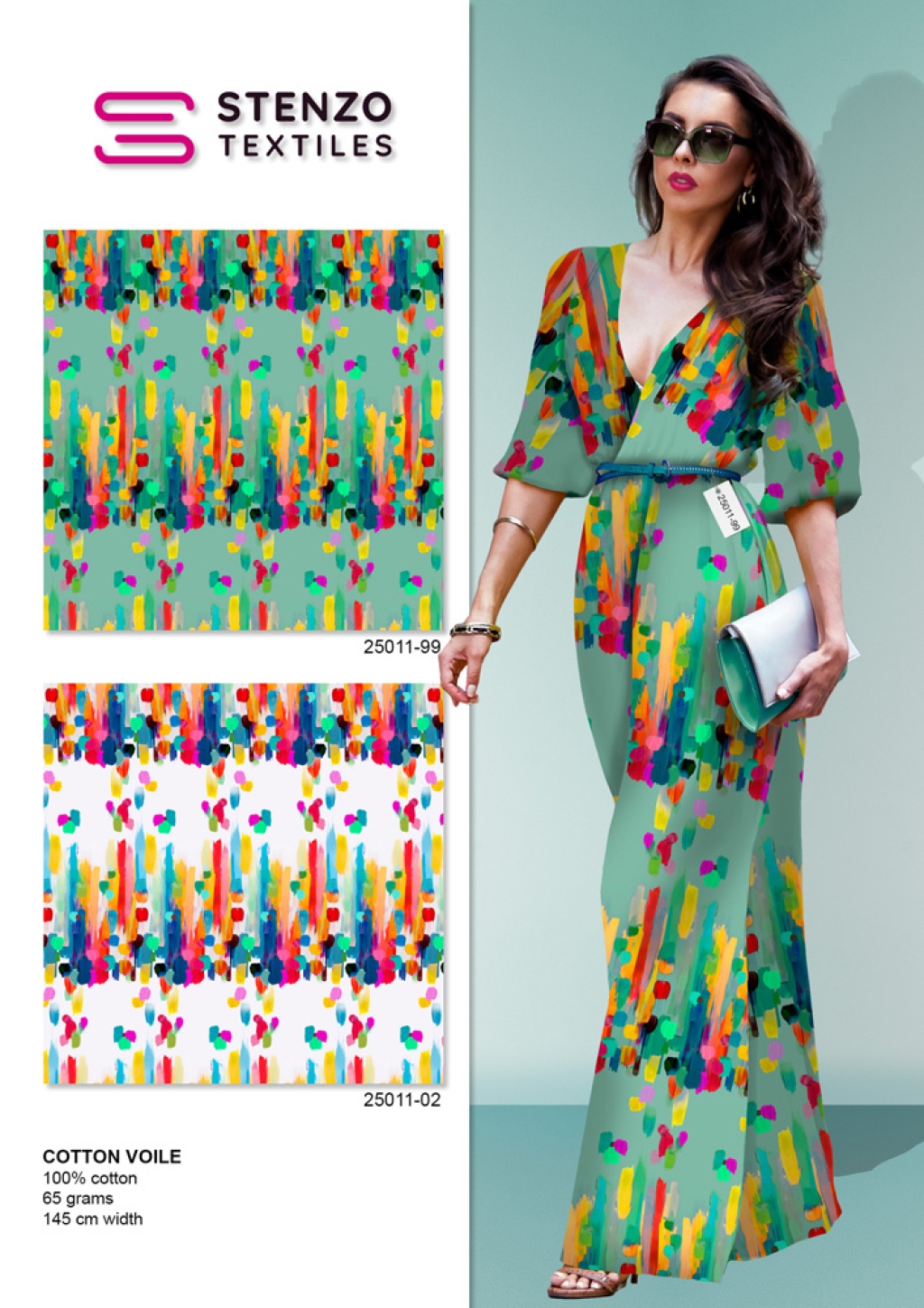 Katoen voile - Painted color
