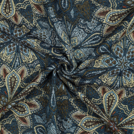 Jacquard gobelin -  flowers blue