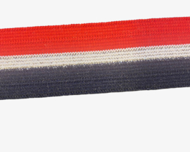 Elastiek streep blauw-zilver-rood 30 mm
