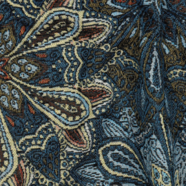 Jacquard gobelin -  flowers blue