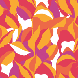 Viscose  Poplin - Orange leafs