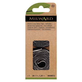 Milward klittenband zelfklevend 1,25m (20mm) zwart