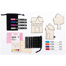 Textiel stiften - basis kleuren - 5 stuks
