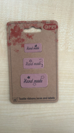 Sky label - roze hand made 3x