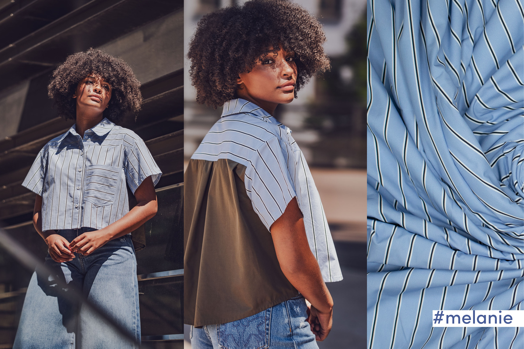 woven co poplin blauw wit  zwart FM410132