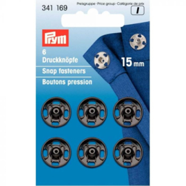 Prym Aannaaidrukknopen 15mm zwart-zilver