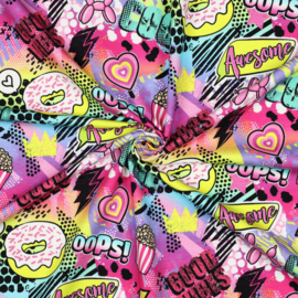 French terry Poppy  - Pink Manga