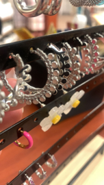 Oorbellen - ring zilver/roze