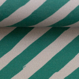 French Terry to the top stripes - green - 100 cm