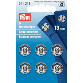 Prym Aannaaidrukknopen 13 mm zilver 6st