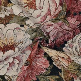 Jacquard gobelin -  bloemen marine blauw