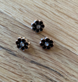 bloemen knoopjes zwart 9mm (6 stuks)