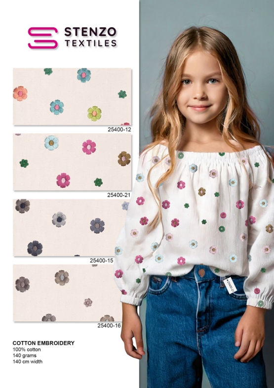 Poplin embroidery - geborduurde bloemen
