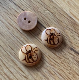 houten knoop bijtje 15mm (4 stuks)