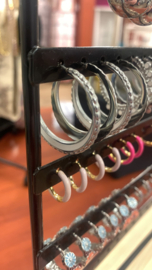 Oorbellen - hanger zilver/wit