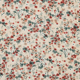 Viscose- Radiance -  Glitter bloemen Beige