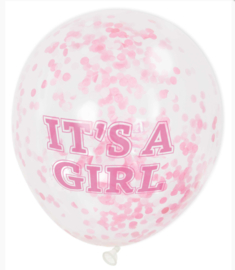Confetti ballon - It's a girl - 30 cm (per 6)