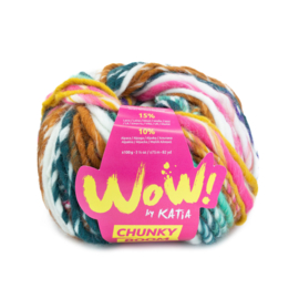 Katia - Wow Chunky Boom 302 (Kauwgom roze-Parelachtig paars-Citroengeel)