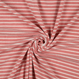 Badstof Tricot gestreept koraal