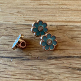 bloemen knoopjes blauw 9mm (6 stuks)