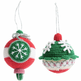 Haakset kerstballen zilver