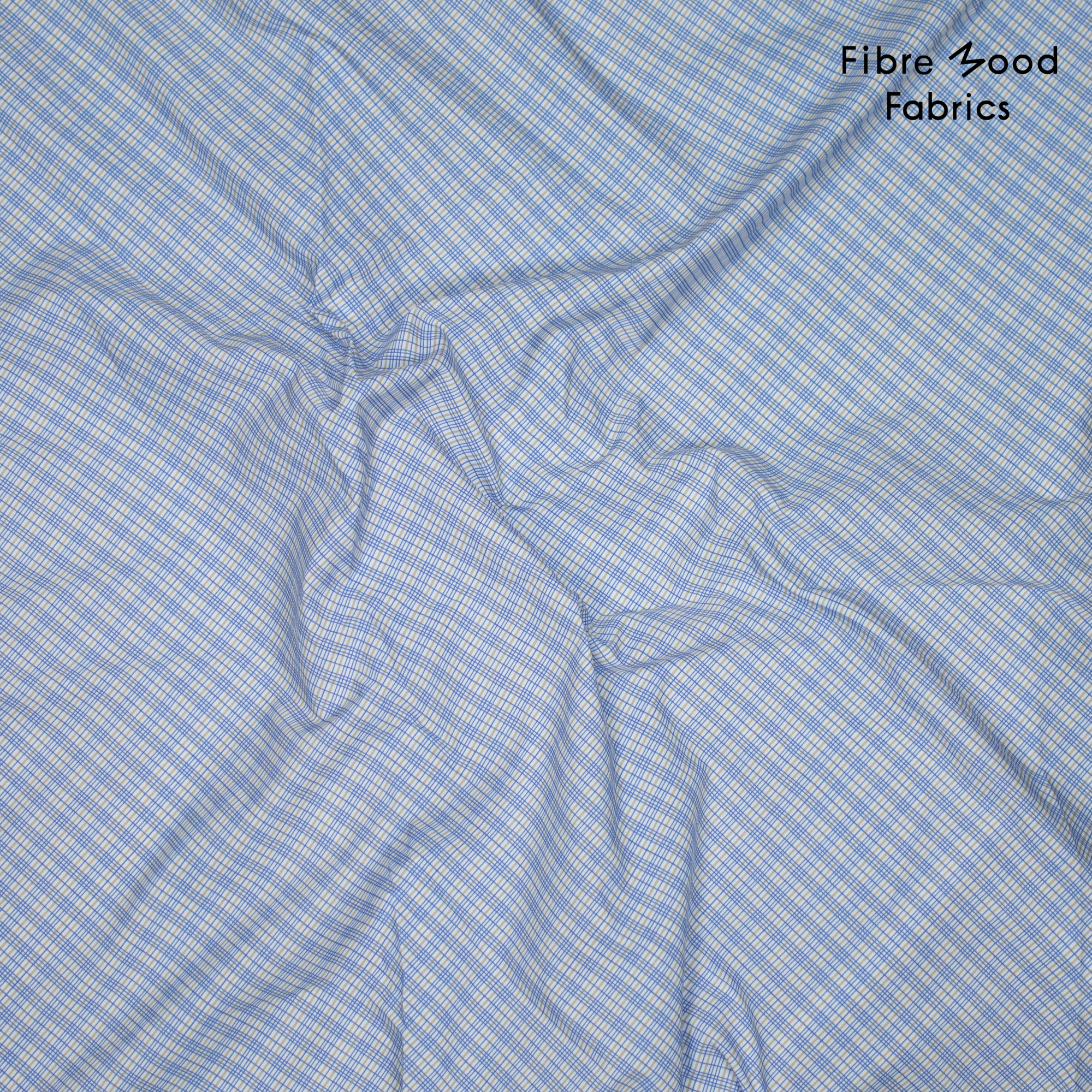 woven co poplin ruit blauw geel FM410133